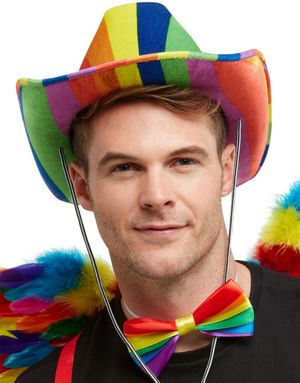Regnbuefarget Cowboyhatt med Snøre