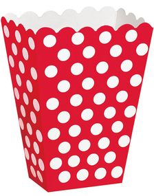 8 stk Polka Dots Beger i Rød og Hvit