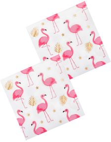 12 stk Servietter med Foliert Gulltrykk 33x33 cm - Flamingo Gold