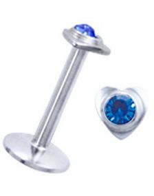 Labret with Heart and Blue Stone - Strl 1.2 x 8 mm