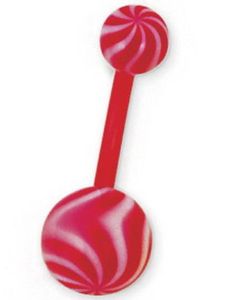 Candy Look Rød og Hvit Navlepiercing