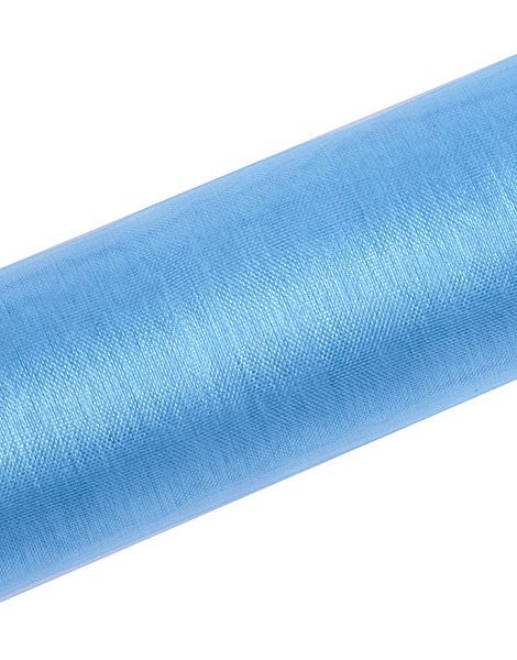 LYS BLÅ Gjennomsiktig Organzaløper 16 cm x 9 meter