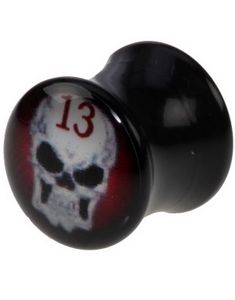 The 13 Skull - Svart Piercing Plugg