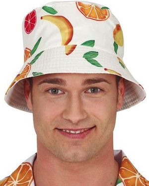 Hvit Bøttehatt med Frukt
