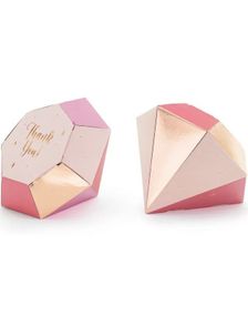 6 stk Rosa Små Diamantformede Gaveesker 10x12x11,5 cm - Blush Hen