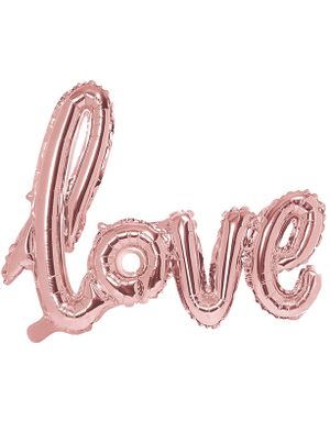 Love - Rosegullfarget Løkkeskrift Folieballong 73x59 cm