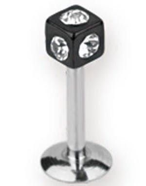 Tøff Labret med Firkantet Svart Kule med Klare Stener