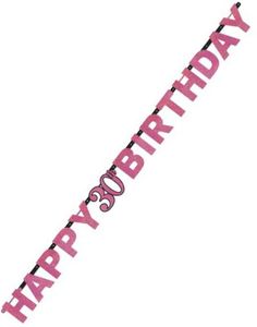 Glitrende Rosa Happy 30th Birthday Banner