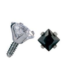 Dermal Anchor Kule med Firkantet Svart Sten - Strl 3 mm kule med 1,2 mm gjenger