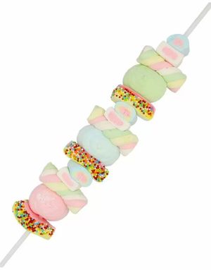 Stor Mallow Kebab - 40 cm Stang med Forskjellige Marshmallows 100 gram