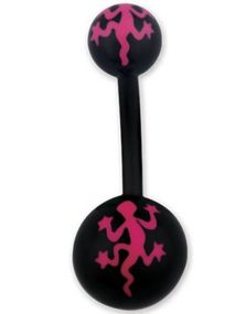 Salamander Svart og Rosa Navlepiercing
