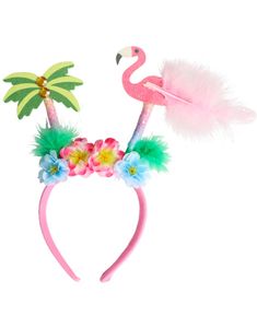 Hawaii Hårbøyle med Flamingo, Blomster og Palme