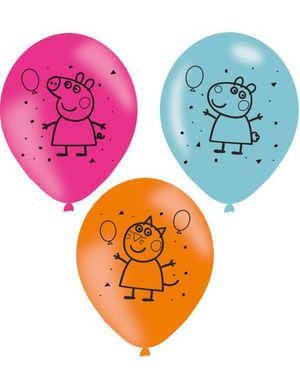 6 stk 23 cm Peppa Pig Latexballonger