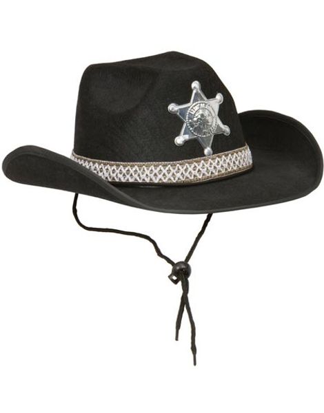 Svart Cowboyhatt med Sheriffstjerne