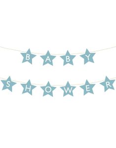 Blå og Hvit Stjerneformet Babyshower Banner 2,9 meter