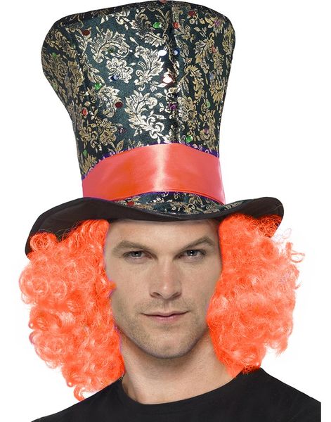 Mad Hatter Inspirert Flosshatt med Orange Hår