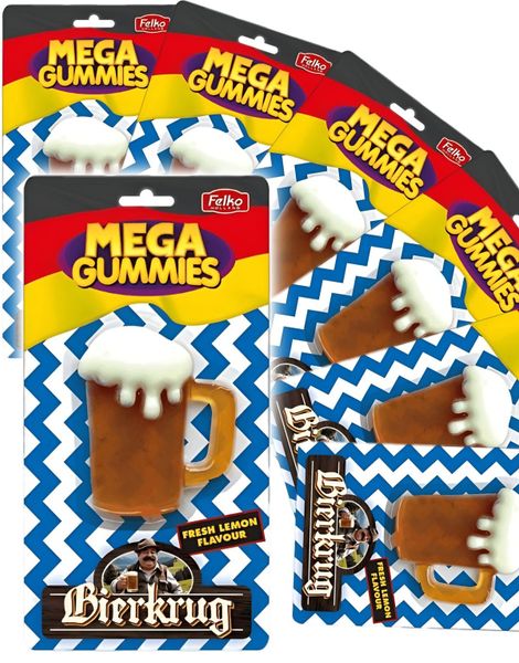 11 stk Mega Gummies German Beer - Vingummi Ølglass med Fersk Sitronsmak - Hel Eske 1,32 kg