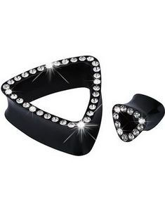 Trekantformet Svart Piercing Tunnel med Hvite Stener