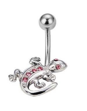 Navlepiercing med Salamander med Rosa Stener 