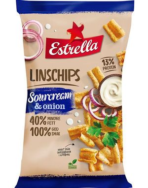 Estrella Linschips Sourcream & Onion Potetgull 110 gram - Vegansk