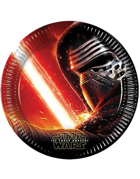 8 stk Star Wars VII Papptallerkener 23 cm - Star Wars