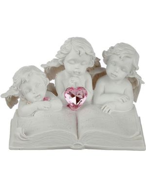 Peace of Heaven - Tre Engler Med Bok Og Rosa Hjerte