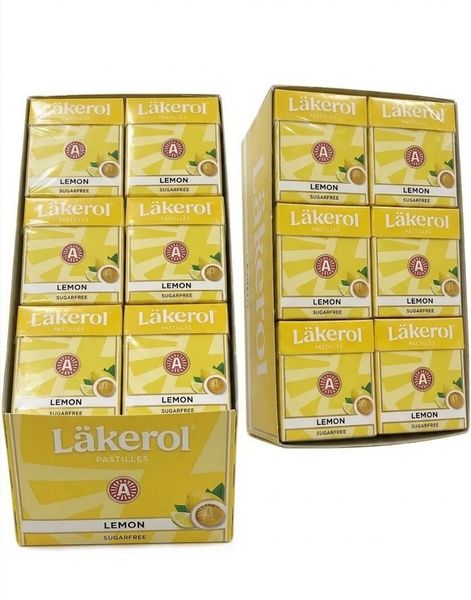48 stk Läkerol Lemon Sugarfree / Sukkerfrie Pastiller med Sitronsmak - Hel Eske 1200 gram
