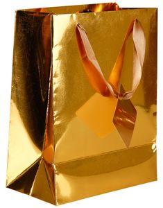 Gullfarget Metallisk Gavepose - 26x12x30 cm