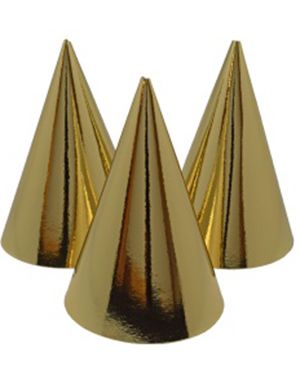 6 stk Gullfargede Partyhatter