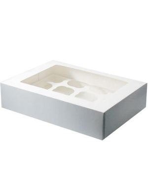 5 Stk Hvite Muffinsbokser - Hver Holder 12 Muffins
