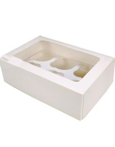 5 Stk Hvite Muffinsbokser - Hver Holder 6 Muffins
