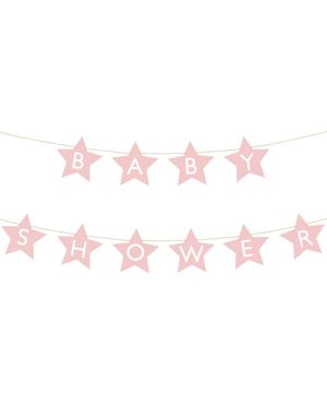 Rosa og Hvitt Stjerneformet Babyshower Banner 290 cm