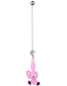 Navlepiercing For Gravide med Rosa Kanin & Sten