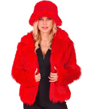 Rød Plysjakke til Dame