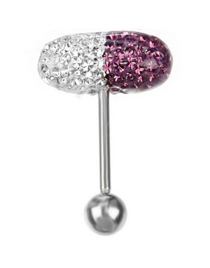 White & Purple Diamond Pill - Tungepiercing