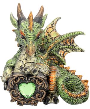 Malachite - Søt Grønn Drage med Hjerte 13 cm