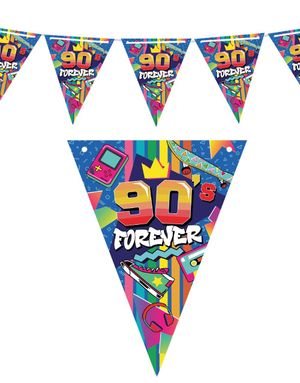 Banner med Vimpler 3 Meter - 90's Forever