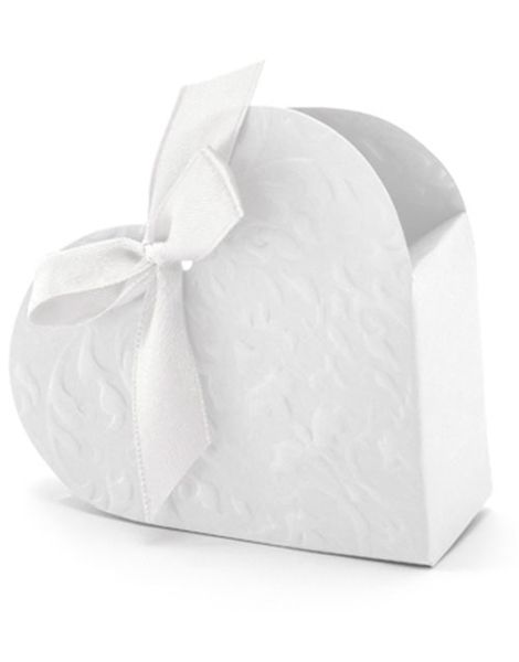 10 stk Hvite Hjerteformet Gaveesker 9x10x3 cm