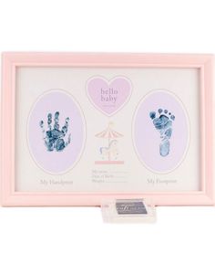 Hello Baby Babyrosa Fotoramme for Hånd og Fotavtrykk - 31x22 cm