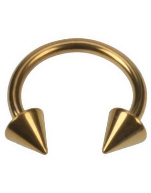 Rund Gullfarget Øyenbrynspiercing med Spike Kuler - 1.6 x 12 mm