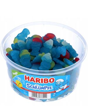 150 stk Haribo Smurfer - Boks med Smurfeformet Vingummi 1,35 kg