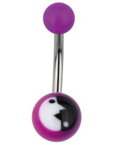 Modern Yin Yang Navlepiercing i Lilla/Svart/Hvit