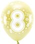 8 Tall - 6 stk Lys Metallisk Gull Tallballonger 33 cm - ECO Ballonger