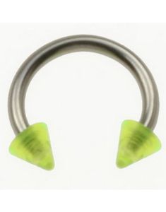 Rund Øyenbrynspiercing med Grønne Spike Kuler - 1.2 x 8 mm