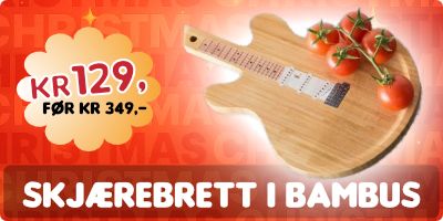 TILBUD -  Gitarformet Skjærebrett/Ostebrett i Bambus 