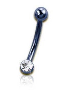 Øyenbrynspiercing i Blå med Klar Sten - 1,2 x 8 mm
