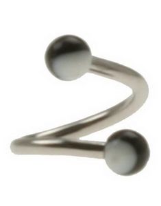 Curve Øyenbrynspiercing med Hvite og Svarte Kuler - 1.2 x 8 mm