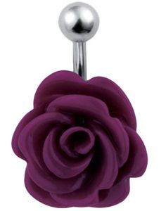 Navlepiercing med Utformet Lilla Rose