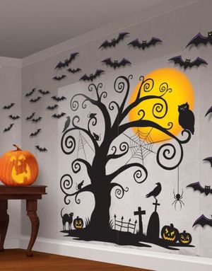 Halloween Dekorasjonsett med 2 Plakater og 32 Klistremerker 