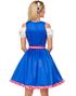 Deluxe Royal Blå Dirndl-Oktoberfestkjole med Røde Partier